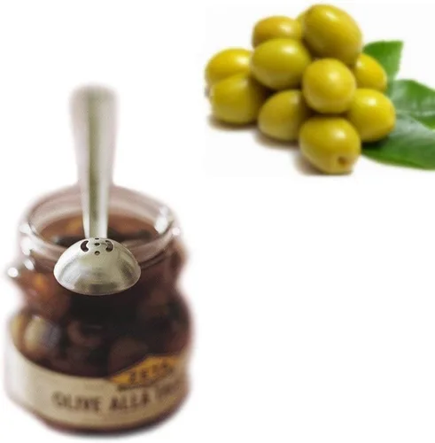 Miniatura 3 de Cuchara de aceituna de acero inoxidable, cuchara de cereza con herramientas de servicio de tarro de orificio de drenaje