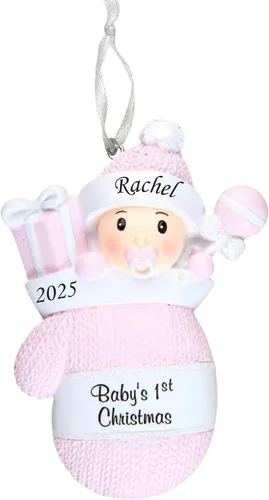 Miniatura 9 de Adorno de la primera Navidad del bebé 2025 – Recuerdo personalizado de las fiestas – Adorno personalizado de mi primera Navidad para bebé y nieto
