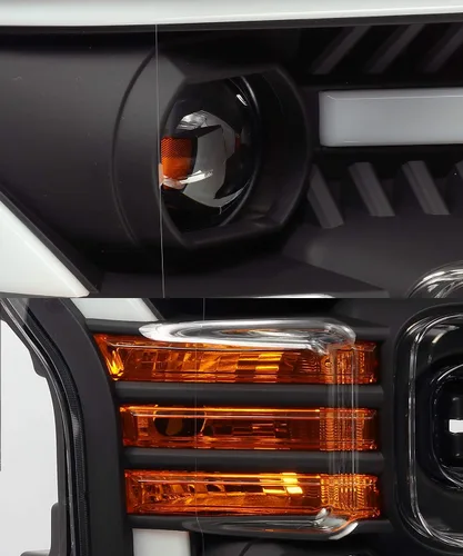 Miniatura 2 de AlphaRex PRO-Series Faros delanteros negros 15-17 para Ford F150 tipo halógena con tubo LED negro doble proyector con luz DRL/señal secuencial/luz