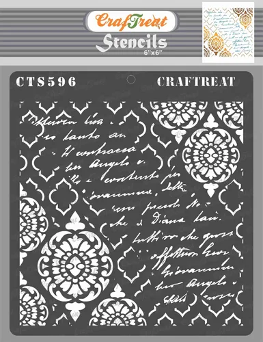 CraftTreat - Plantillas reutilizables – Grunge Damasco – 6 x 6 pulgadas – Plantillas de manualidades para arte de medios mixtos en madera, lienzo,