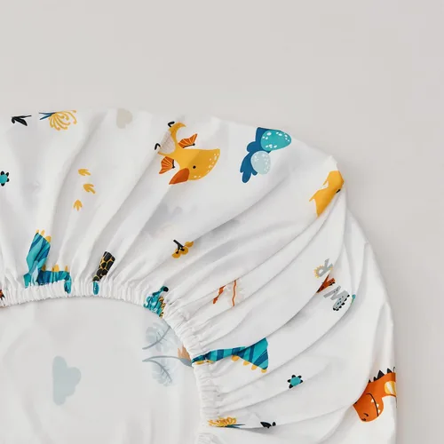 Miniatura 5 de beeweed Juego de ropa de cama de dinosaurio de 4 piezas para niños y niñas, diseño de 2 lados, incluye 1 edredón, 1 sábana bajera, 1 sábana encimera