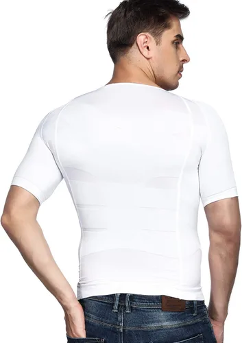 Miniatura 2 de Odoland Camisa de compresión para hombre, manga corta, moldeador de cuerpo, camiseta adelgazante, camiseta sin mangas, chaleco de barriga