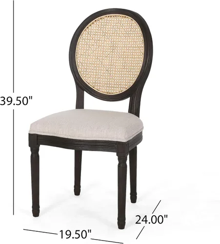 Miniatura 6 de GDFStudio Sillas de comedor de madera con cojines (juego de 2), beige, natural y negro