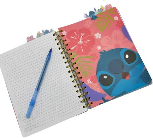 Miniatura 3 de Cuaderno de Disney Stitch con pestañas "Ohana", encuadernado en espiral, 144 páginas a rayas, 20 x 18 cm, Azul