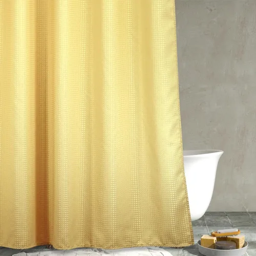 Miniatura 12 de Cortina de ducha negra con tejido de gofre: cortinas de ducha de tela texturizada resistente para baño, repelente al agua, 256 GSM, cortina de baño