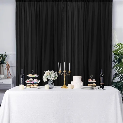 Miniatura 5 de AK-Trading - Paneles de cortinas de gasa para eventos de boda y decoración, cortinas de telón de fondo (115 x 120 pulgadas, negro)