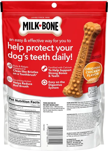Miniatura 8 de Milk-Bone Original Brushing Chews, 18 mini golosinas dentales diarias para perros (paquete de 5)