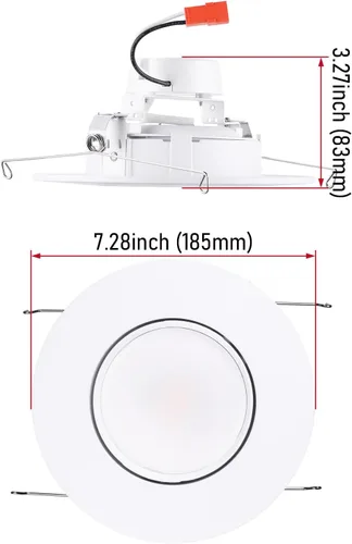 Miniatura 7 de TORCHSTAR Iluminación empotrable LED CRI90+ regulable 5CCT de 6 pulgadas, luces direccionales giratorias regulables, Downlight de techo ajustable