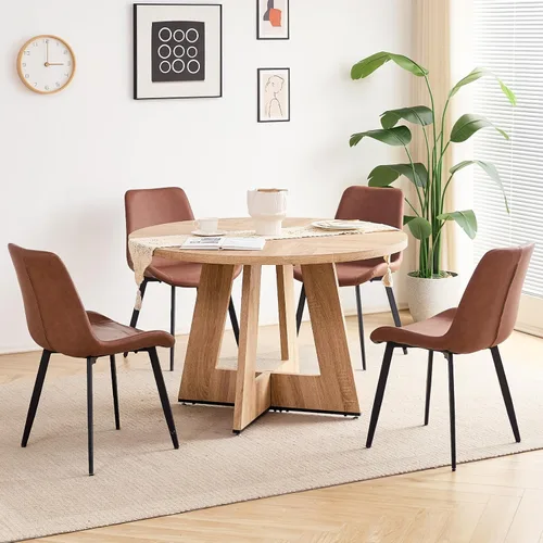 Miniatura 12 de Juego de mesa de comedor redonda de 47 pulgadas para 4 con sillas, mesa de cocina y sillas, juego de sillas modernas de mediados de siglo con patas