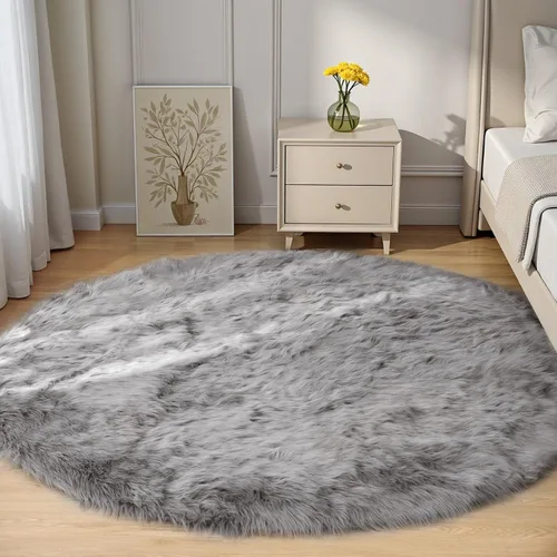 Miniatura 77 de Goolela Alfombra esponjosa de piel sintética de oveja sintética de 4 x 6 pies, color gris, para dormitorio, mesita de noche, alfombra suave de felpa