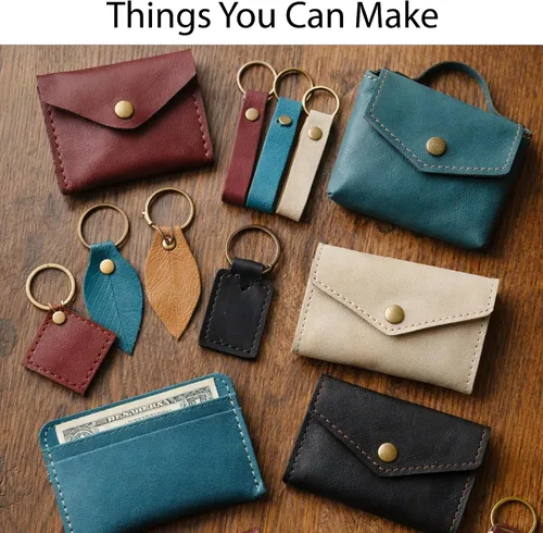 Miniatura 6 de Restos grandes de cuero genuino – Piezas de cuero para tapicería a granel para manualidades, carteras, bricolaje, Cricut, reparación