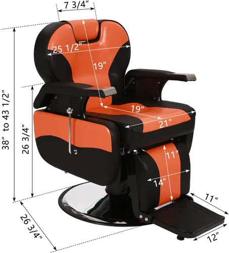 Miniatura 2 de Winado Silla de peluquería reclinable resistente, giratoria de 360° y altura ajustable y soporta hasta 440 libras, para peluquería y salón