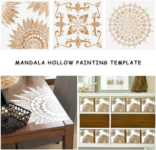 Miniatura 3 de Paquete de 9 plantillas de mandala grandes (12 x 12 pulgadas), plantillas reutilizables para pintura, plantillas de pintura, decoración de Navidad
