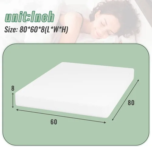Miniatura 2 de PayLessHere Colchón de espuma viscoelástica de gel de 8 pulgadas, certificado CertiPUR-US, cama transpirable para un sueño más fresco, apoyo