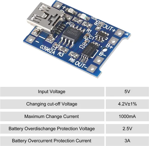 Miniatura 3 de 20 unids 18650 batería de litio placa de carga TP4056 Mini USB placa de carga 5 V 1 A con protección Dual Funciones TP4056 módulo de carga