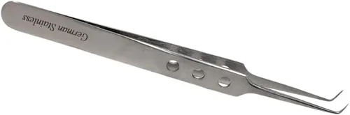 Miniatura 11 de Pinzas profesionales de acero inoxidable de 4.75 pulgadas con puntas de precisión finas y mango fenestrado, adecuadas para depilación facial