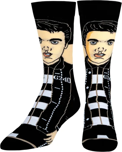 Miniatura 3 de Odd Sox, Elvis Presley, The King of Rock N Roll - Calcetines para hombre, divertidos regalos de coleccionista, Negro
