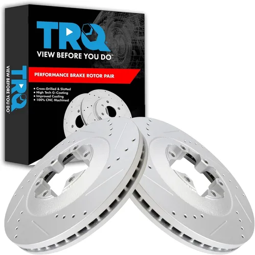 Miniatura 64 de TRQ Juego de rotores de freno de rendimiento trasero con revestimiento G premium compatible con Mazda 6 2014-2021