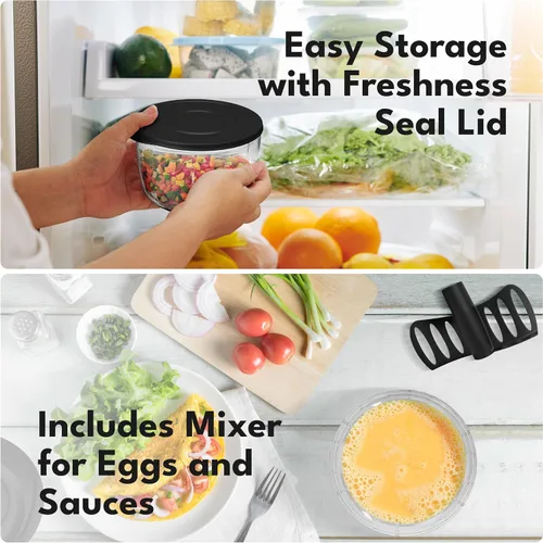 Miniatura 4 de LEBENLANG Procesador manual de alimentos y picador de cebolla, 26 onzas, incl. útil accesorio I sin BPA I Picador manual de alimentos con cuerda