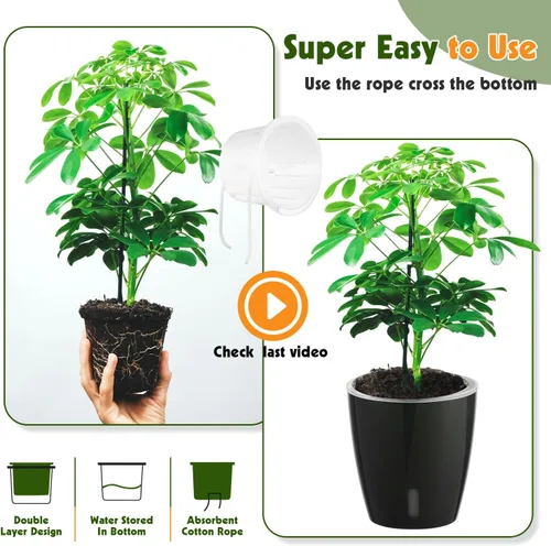 Miniatura 6 de Macetas de riego automático para plantas de interior, paquete de 16 macetas de riego automático con orificios de drenaje, macetas pequeñas