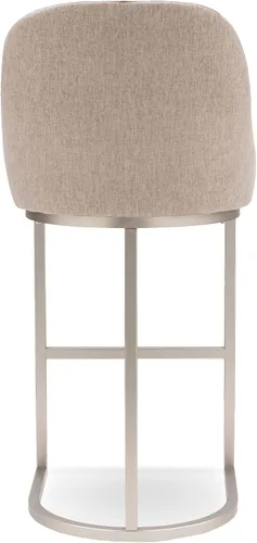 Miniatura 8 de Leick Home 10133PW/OL Taburete de bar con base de metal, juego de 2, para encimeras de cocina elevadas, mesas altas y bares, asiento moderno de lino