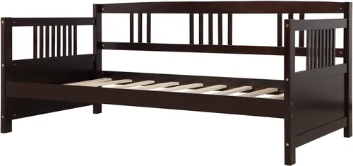 Miniatura 5 de Harper & Bright Designs Marco de sofá cama doble, marco de madera maciza, no necesita somier (espresso)
