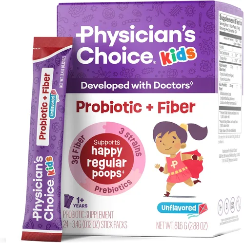 Physician's Choice Paquetes de probióticos + fibra prebiótica para niños (mayores de 1 año) – Apoya la regularidad, el estreñimiento ocasional y un