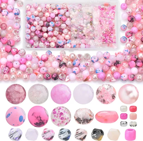 Miniatura 16 de Rired 27 Kit de Pulseras de Cuentas de Manualidades Surtidas, Cuentas Azul Columbia Incluyendo 7 Tipos de Cuentas Redondas/Cuentas de Pony