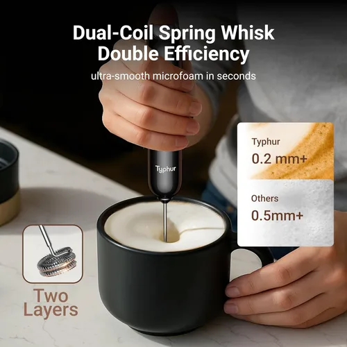 Miniatura 4 de InstaWhisk - Espumador de leche con velocidad variable, varita espumadora de café recargable con batidor doble desmontable, mezclador de bebidas