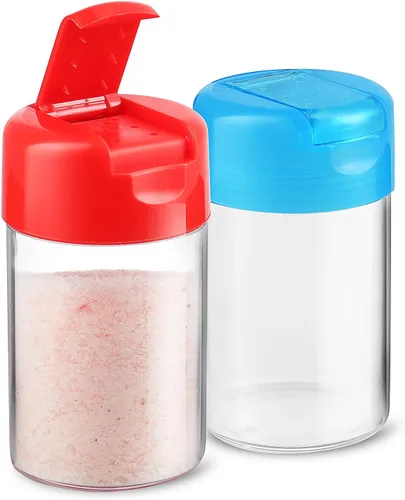 Miniatura 9 de Paquete de 12 saleros y pimenteros de plástico con tapa con bisagras, bolsa de almuerzo antiderrames, para camping, picnic, dispensador de especias