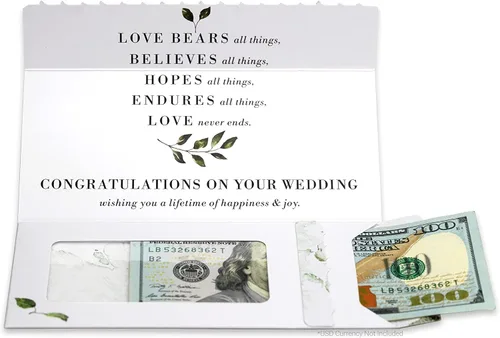 Miniatura 40 de Tarjeta de boda, con dos aperturas de tira para desgarrar, con ventana de plástico transparente que deja ver dinero, cheques o tarjetas de regalo