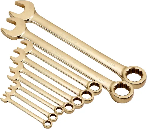 Miniatura 17 de WEDO Llave combinada sin chispas, llave combinada de seguridad sin chispas, bronce de aluminio, forja, DIN 3113, certificado BAM y FM, tamaño 1