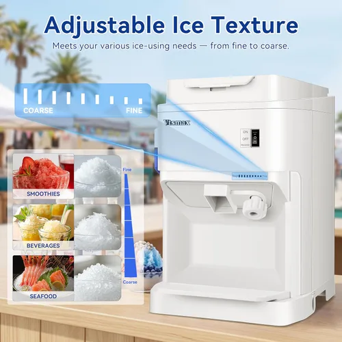 Miniatura 3 de Afeitadora eléctrica de hielo, máquina de hielo afeitado de 250 W, máquina de afeitar de hielo ajustable de grosor de 265 libras/hora de rotación