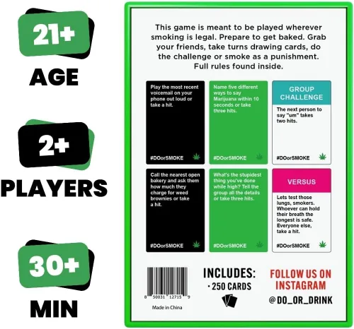 Miniatura 5 de Juego de fiesta Do or Smoke para adultos - 250 cartas de desafío, fácil de jugar, gran regalo para fumadores