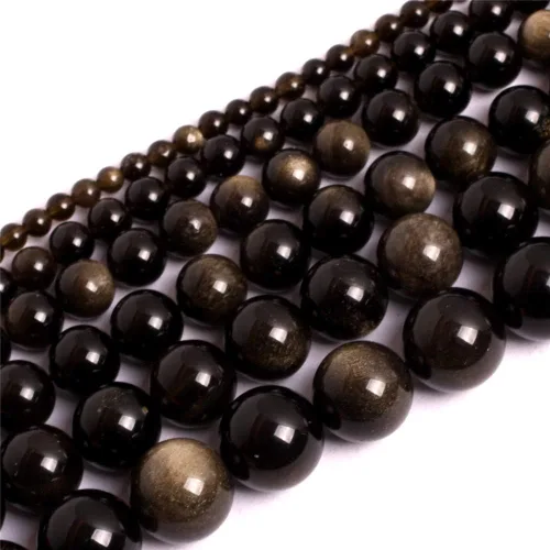 Miniatura 4 de JOE FOREMAN Cuentas de obsidiana dorada de 0.315 pulgadas para hacer joyas, piedras preciosas naturales semipreciosas, redondas de 15 pulgadas Liso