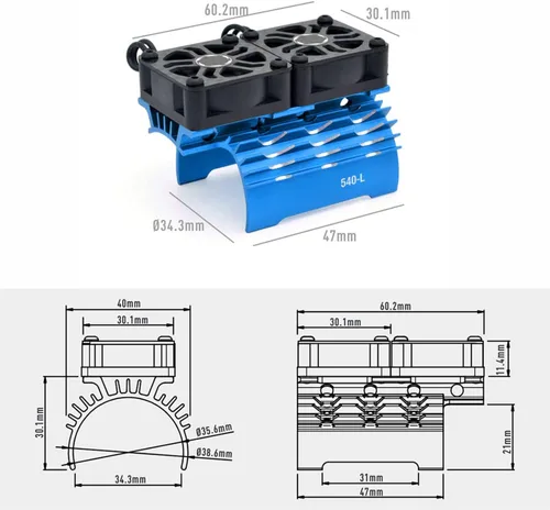 Miniatura 3 de VINGVO Disipador de calor de enfriamiento del ventilador del motor RC, 28000 RPM, ventilador de motor RC, radiador de aluminio, ventilador