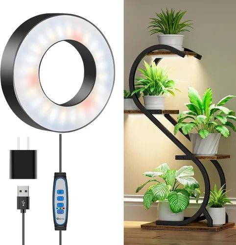 Wiaxulay Luces de cultivo para plantas de interior, 48 luces LED de espectro completo, lámpara de cultivo debajo del gabinete con temporizador