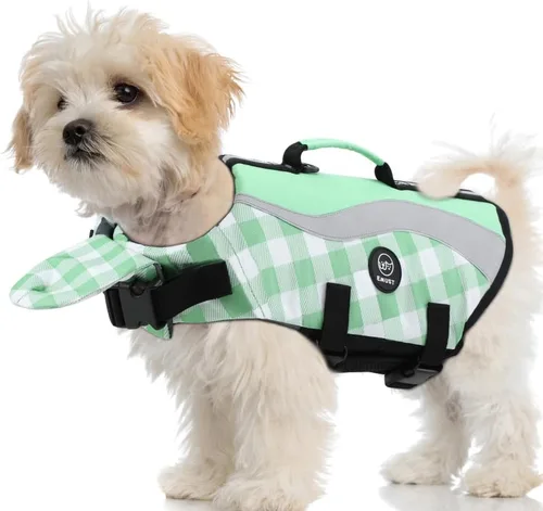 Miniatura 19 de EMUST Chalecos salvavidas ajustables para perros pequeños con flotabilidad mejorada, chaleco de natación para perros pequeños con asa de rescate