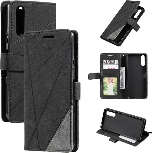 Funda compatible con Sony Xperia 1 V, compatible con Sony Xperia 1 V 2023 XQDQ62/B XQ-DQ72 XQ-DQ14 Funda con tapa de piel sintética negra