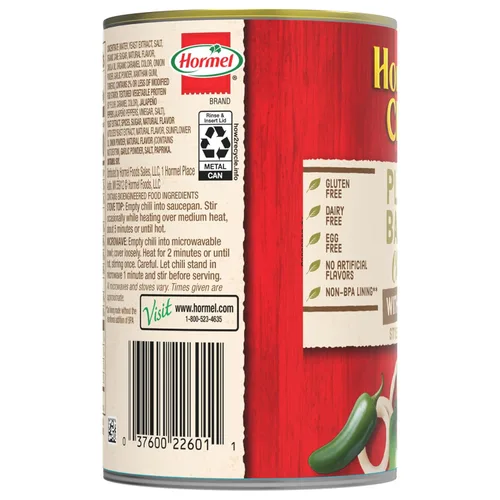 Miniatura 3 de HORMEL Chili Chile a base de plantas con frijoles (paquete de 12), 14 onzas, 0.78 oz de proteína por porción, sin gluten, sin huevos, sin lácteos