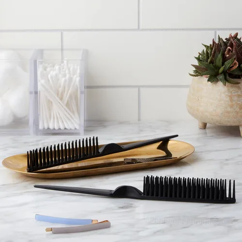 Miniatura 6 de CocoBlack Naturals Peine de estilo de 3 filas para desenredar, definir y separar rizos (negro)