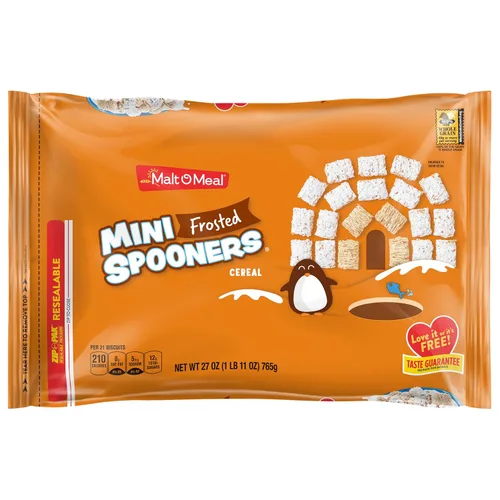 Miniatura 14 de Malt-O-Meal Frosted Mini Spooners Cereal de desayuno de grano entero, cereal de trigo desmenuzado glaseado crujiente, cereal grande para la familia