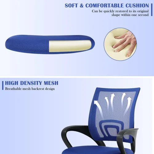 Miniatura 4 de Silla de oficina para el hogar, silla de escritorio, silla de computadora con soporte lumbar y reposabrazos, silla ergonómica ajustable con respaldo