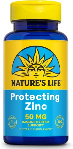 NATURE'S LIFE Protección de zinc de 50 mg con 2.5 mg de cobre, suplemento de zinc quelado para apoyo inmunológico, salud ósea, función muscular y