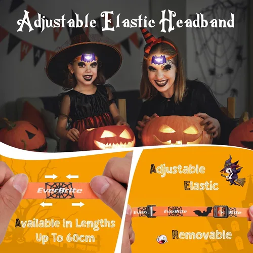 Miniatura 5 de EverBrite Faros delanteros de murciélago de Halloween, paquete de 2 lámparas de cabeza para niños con 3 modos cálido/rojo/estroboscópico, faros