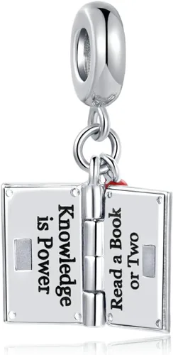 Miniatura 2 de Abalorio de libro con texto en inglés "I Love Reading" compatible con pulseras Pandora para mujeres y niñas