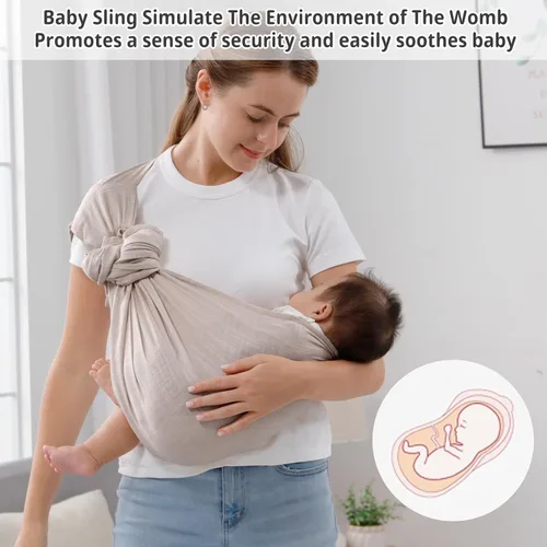 Miniatura 6 de Portabebés de doble anillo para recién nacidos a niños pequeños, de muselina ajustable, soporte para bufanda, regalo ideal para bebés para nuevos
