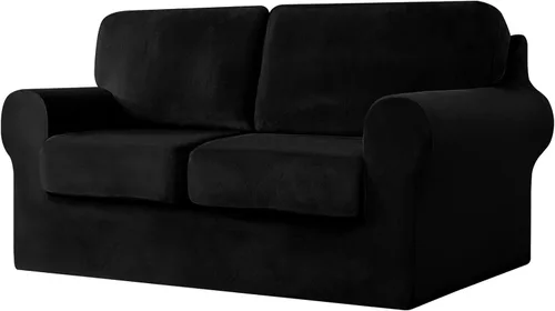 Miniatura 41 de UNBBRRL Fundas de sofá de 3 piezas para sofá, funda de terciopelo elástico para sillón con 1 funda de cojín de asiento y 1 funda de respaldo