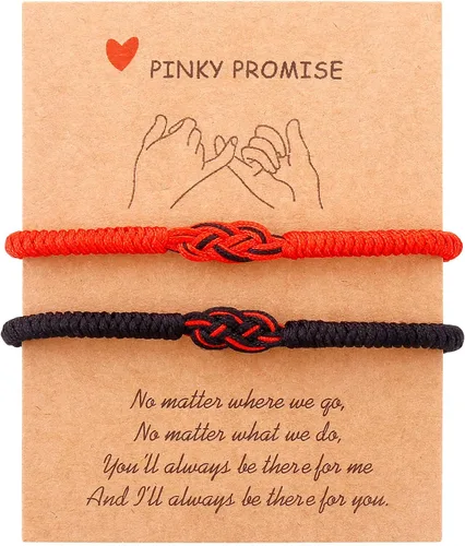 Miniatura 51 de Pulseras tibetanas hechas a mano con cuerda roja para él y ella, pulsera de la amistad, pulsera de la amistad, hilo negro y rojo para protección