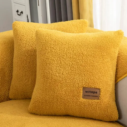 Miniatura 17 de vctops Paquete de 2 fundas de cojín decorativo de forro polar Sherpa de doble cara para sofá, cama y sillón, fundas de cojín de felpa suave y Azul